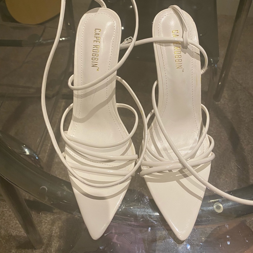 White strappy heel